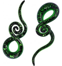 Ear Stretching Glass Spiral Tapers Gauges 4g-9/16 inch Blue, Glow in The Dark, Purple, Green, Red green glitter, 0g(8mm) $8.2...