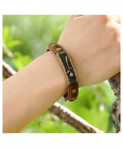 Boho Rose Maple Leaf Brown Leather Cuff Wrap Bracelet Vintage Belt Buckle Adjustable Bracelets for Women Men Rose $5.21 Brace...