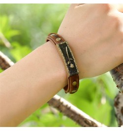 Boho Rose Maple Leaf Brown Leather Cuff Wrap Bracelet Vintage Belt Buckle Adjustable Bracelets for Women Men Rose $5.21 Brace...