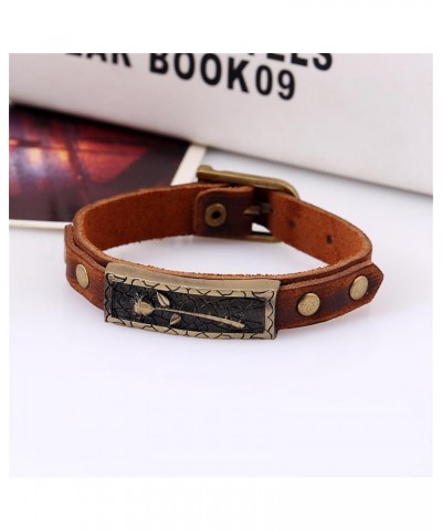 Boho Rose Maple Leaf Brown Leather Cuff Wrap Bracelet Vintage Belt Buckle Adjustable Bracelets for Women Men Rose $5.21 Brace...