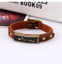 Boho Rose Maple Leaf Brown Leather Cuff Wrap Bracelet Vintage Belt Buckle Adjustable Bracelets for Women Men Rose $5.21 Brace...