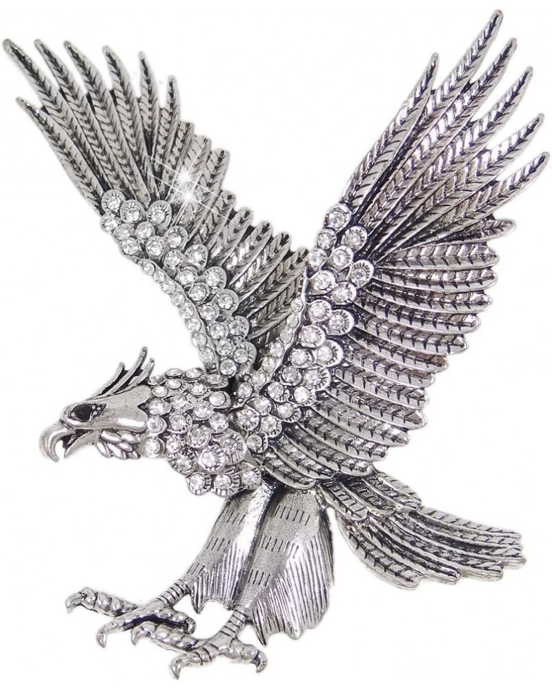 Austrian Crystal Vintage Style 4 Inch Big Flying Eagle Brooch Clear Antique Silver-Tone $9.24 Brooches & Pins