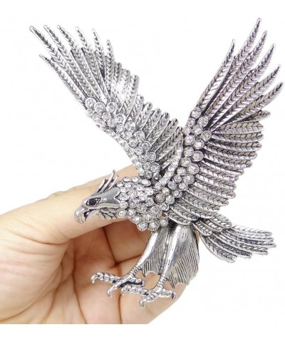 Austrian Crystal Vintage Style 4 Inch Big Flying Eagle Brooch Clear Antique Silver-Tone $9.24 Brooches & Pins