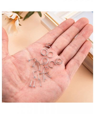 24Pcs 20G Surgical Steel Nose Rings Hoop Nose Studs Tragus Cartilage Earrings Piercing Jewelry 1.5mm 2mm 2.5mm 3mm CZ Silver ...