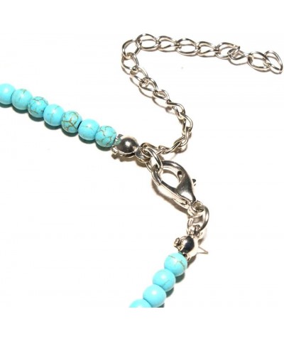 Cross Pendant Necklace Round Turquoise Clavicle Necklace Handmade Beads Choker for Women Girls $6.80 Necklaces