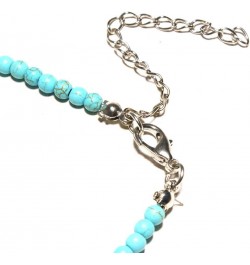 Cross Pendant Necklace Round Turquoise Clavicle Necklace Handmade Beads Choker for Women Girls $6.80 Necklaces