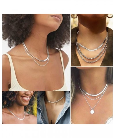 Flat Snake Chain Herringbone Choker Necklace for Women, Stainless Steel/Rose Gold/18K Gold Plated Dainty Adjustable Simple Sh...