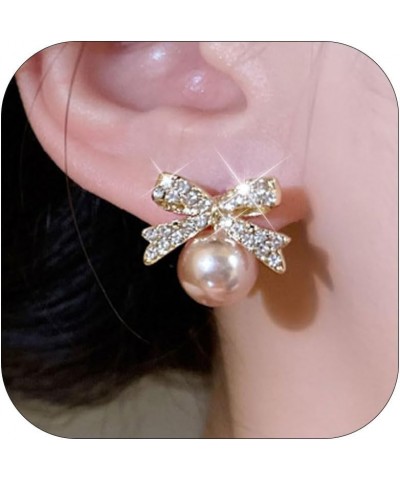 Pearl Bow Earrings for Women Pearl Earrings Elegant Ribbon Earrings Sweet Bow Knot Stud Earrings Bridal Earrings for Wedding ...