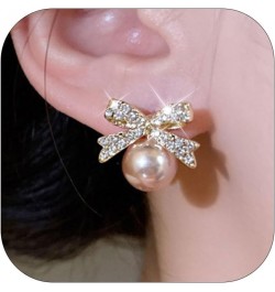 Pearl Bow Earrings for Women Pearl Earrings Elegant Ribbon Earrings Sweet Bow Knot Stud Earrings Bridal Earrings for Wedding ...