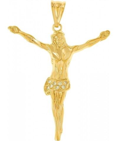 Cubic Zirconia Jesus Pendant Cross Necklace 24k Gold Plated Gold Pendant Only $26.32 Necklaces