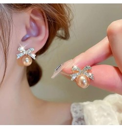 Pearl Bow Earrings for Women Pearl Earrings Elegant Ribbon Earrings Sweet Bow Knot Stud Earrings Bridal Earrings for Wedding ...