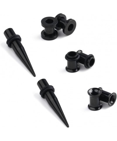 4Pairs Black Plated Surgical Steel Gauge Ear Screw Taper Tunnel Expander Stretching Kit Plugs Piercing 4 Styles Same Size 8g-...