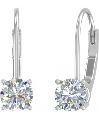 0.40 to 1 Carat Diamond Leverback Drop Earrings in 14K Gold - IGI Certified White Gold 0.8 carats $154.50 Earrings