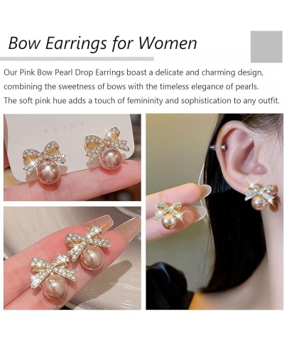 Pearl Bow Earrings for Women Pearl Earrings Elegant Ribbon Earrings Sweet Bow Knot Stud Earrings Bridal Earrings for Wedding ...