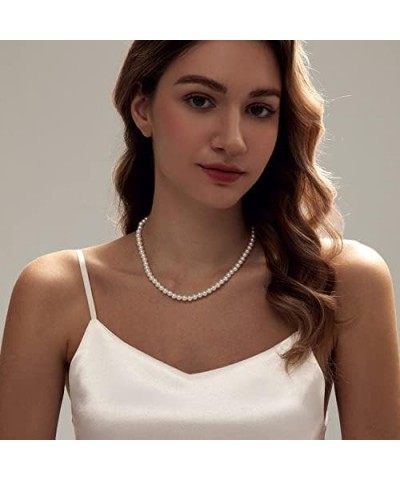 Round Imitation Pearl Necklace Wedding Pearl Necklace White Pearl Choker Necklace for Women Brides Bridesmaid Jewelry Gifts（4...