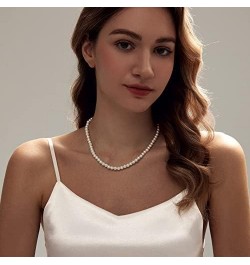 Round Imitation Pearl Necklace Wedding Pearl Necklace White Pearl Choker Necklace for Women Brides Bridesmaid Jewelry Gifts（4...