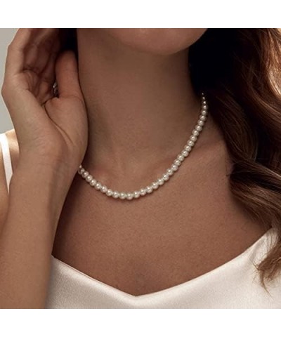 Round Imitation Pearl Necklace Wedding Pearl Necklace White Pearl Choker Necklace for Women Brides Bridesmaid Jewelry Gifts（4...