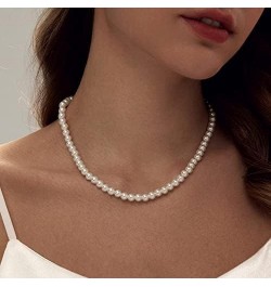 Round Imitation Pearl Necklace Wedding Pearl Necklace White Pearl Choker Necklace for Women Brides Bridesmaid Jewelry Gifts（4...