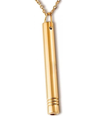 Stainless Steel Long Cylinder Bar Whistle Style Collar Necklace Gold $5.82 Necklaces