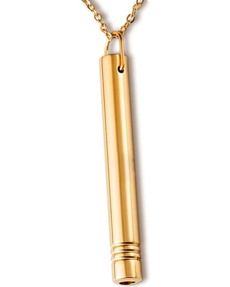 Stainless Steel Long Cylinder Bar Whistle Style Collar Necklace Gold $5.82 Necklaces