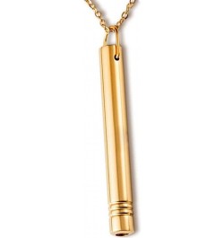 Stainless Steel Long Cylinder Bar Whistle Style Collar Necklace Gold $5.82 Necklaces