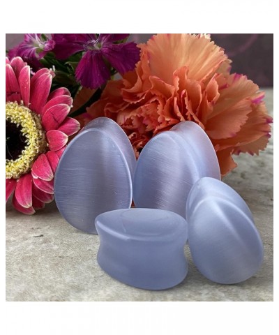 Pair of Concave Grey Cat Eye Teardrop Plugs (STN-690) 1/2" (12mm) $11.82 Body Jewelry