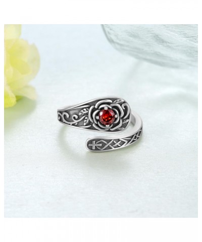 Rose Spoon Rings for Women 925 Sterling Silver Adjustable Thumb Rings Vintage Rose Thumb Jewelry Gifts for Women Men $19.74 R...