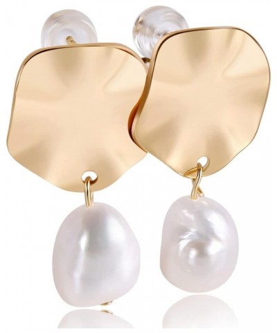 Gold Pearl Drop Earrings 14K Gold Plated Baroque Pearl Dangle Earrings Lightweight Freshwater pearl S925 silver needles Pearl...