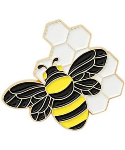 Cartoon Bee Kind Enamel Pin Yellow Honeycomb Honey Jar Bee Brooches Bag Lapel Pin 1 $13.31 Brooches & Pins