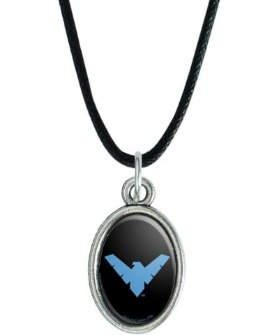 Batman Nightwing Logo Antiqued Oval Charm Pendant with Black Satin Cord $10.43 Necklaces