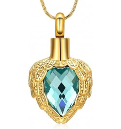 Gold Angel Wings Glass Heart Urn Pet/Human Cremation Pendant Necklace Jewelry for Ashes Blue $9.95 Necklaces