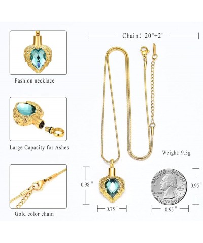 Gold Angel Wings Glass Heart Urn Pet/Human Cremation Pendant Necklace Jewelry for Ashes Blue $9.95 Necklaces