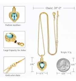 Gold Angel Wings Glass Heart Urn Pet/Human Cremation Pendant Necklace Jewelry for Ashes Blue $9.95 Necklaces