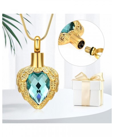 Gold Angel Wings Glass Heart Urn Pet/Human Cremation Pendant Necklace Jewelry for Ashes Blue $9.95 Necklaces