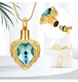 Gold Angel Wings Glass Heart Urn Pet/Human Cremation Pendant Necklace Jewelry for Ashes Blue $9.95 Necklaces