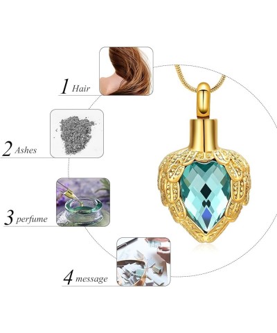 Gold Angel Wings Glass Heart Urn Pet/Human Cremation Pendant Necklace Jewelry for Ashes Blue $9.95 Necklaces