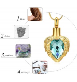 Gold Angel Wings Glass Heart Urn Pet/Human Cremation Pendant Necklace Jewelry for Ashes Blue $9.95 Necklaces