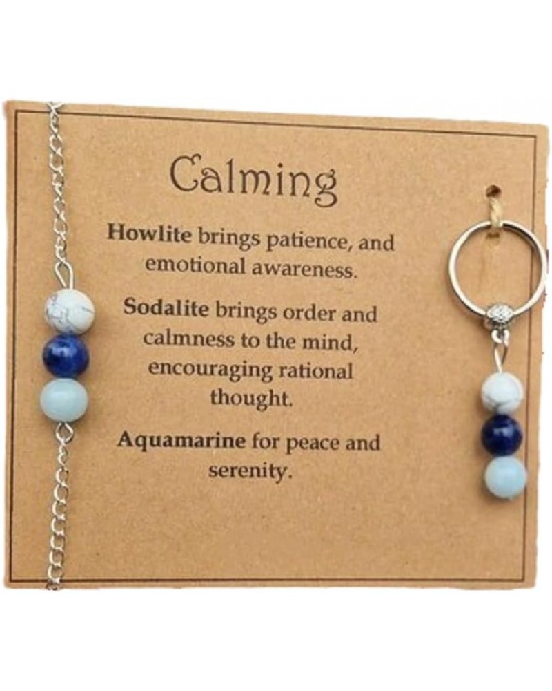 Healing Gemstone Bracelet Keychain Emotional Support Gemstone Bracelet & Keychain Set Calming $7.13 Bracelets