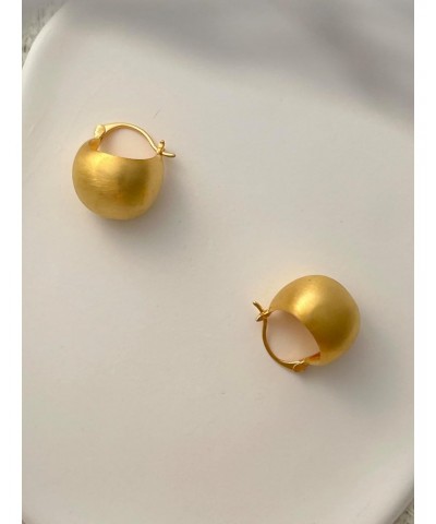 Brushed Basket Hoop Earrings,Matte Gold Hoop Earrings,18K Gold Plated,Brushed Gold Drop Earrings for Women,Gold Brushed Ball ...