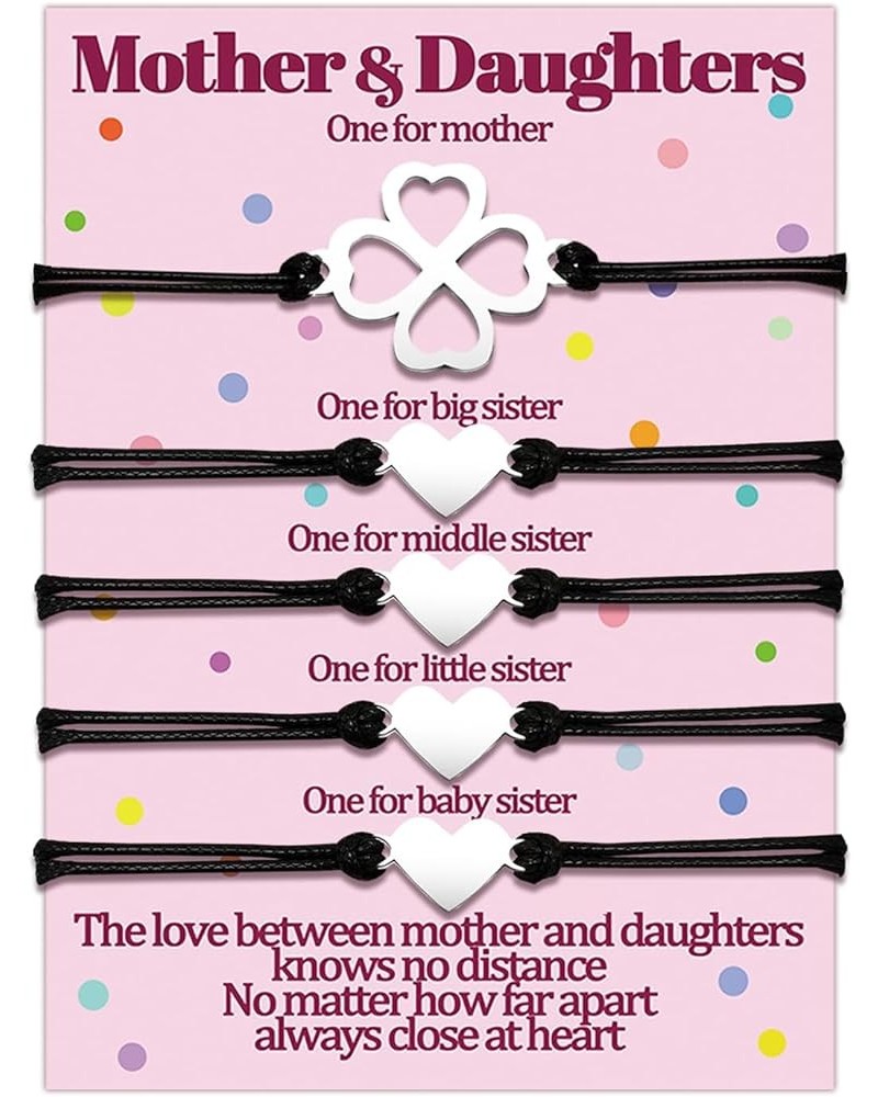 Mom Daughter Bracelets Gifts Mother 2 3 4 Daughters Matching Bracelet Gift for Mommy and Me Bracelets Set for 2 3 4 5 Women L...