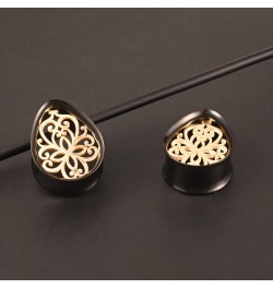 2 PCS Ear Gauges Flower-Teardrop Ear Plugs Body Piercing Tunnels 316 Stainless Steel Hypoallergenic Earrings Plugs for Ears E...