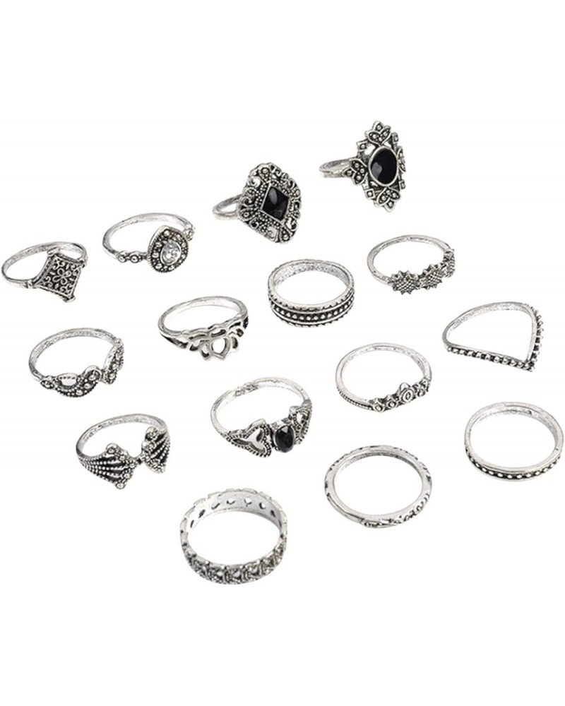 15 PCS Silver Vintage Goth Punk Rings Set for Men Girls Women, Cool Gothic Ring Pack, Trendy Stackable Midi Boho Silver $6.49...