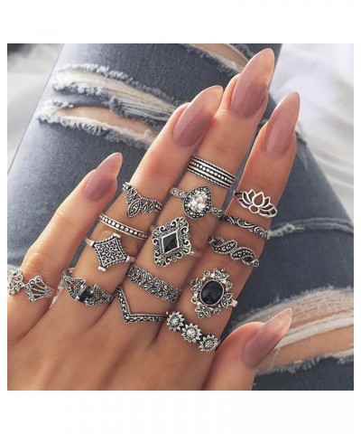 15 PCS Silver Vintage Goth Punk Rings Set for Men Girls Women, Cool Gothic Ring Pack, Trendy Stackable Midi Boho Silver $6.49...