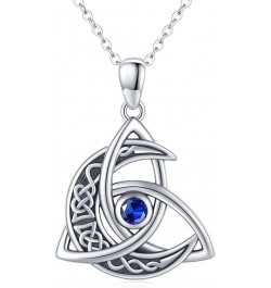 Celtic Moon Necklace 925 Sterling Silver Celtic Knot Trinity Pendant Necklace Birthstone Necklace Irish Jewelry Gifts for Wom...