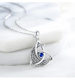 Celtic Moon Necklace 925 Sterling Silver Celtic Knot Trinity Pendant Necklace Birthstone Necklace Irish Jewelry Gifts for Wom...