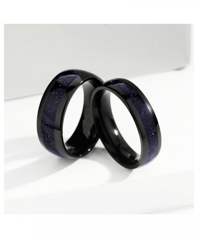 Personalized Promise Rings for Couples, Vine Blue Sandstone Black Matching Rings for Couples, Custom Matching Couple Rings Se...