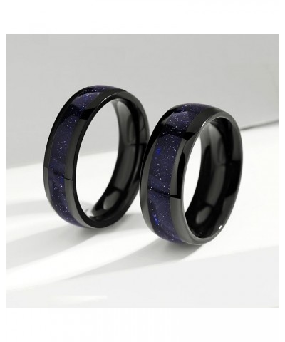 Personalized Promise Rings for Couples, Vine Blue Sandstone Black Matching Rings for Couples, Custom Matching Couple Rings Se...