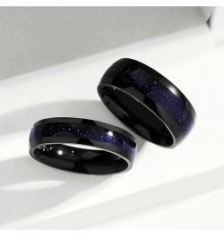 Personalized Promise Rings for Couples, Vine Blue Sandstone Black Matching Rings for Couples, Custom Matching Couple Rings Se...