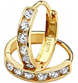 14k Yellow Gold 2mm Thickness CZ Channel Set Hoop Huggie Earrings - 3 Differnet Size Available 11 mm Diameter $39.27 Earrings