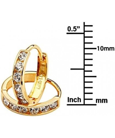 14k Yellow Gold 2mm Thickness CZ Channel Set Hoop Huggie Earrings - 3 Differnet Size Available 11 mm Diameter $39.27 Earrings